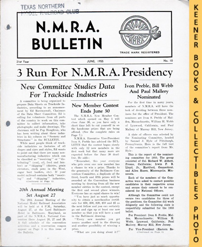 SALMON, T. K. (EDITOR) - Nmra Bulletin Magazine, June 1955: 21th Year No. 10 : Official Publication of the National Model Railroad Association Series
