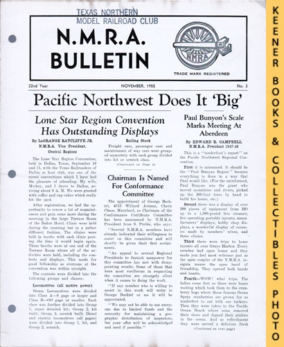 SALMON, T. K. (EDITOR) - Nmra Bulletin Magazine, November 1955: 22nd Year No. 3 : Official Publication of the National Model Railroad Association Series