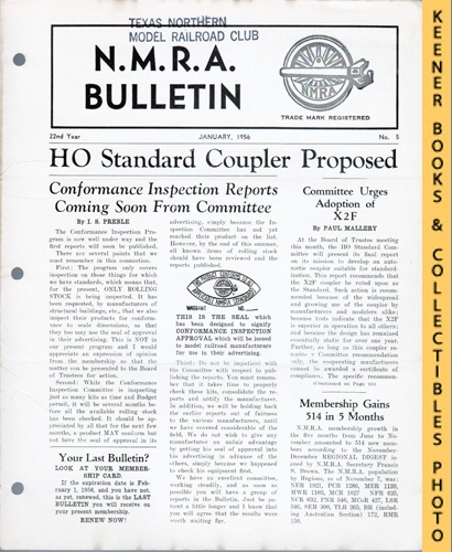 SALMON, T. K. (EDITOR) - Nmra Bulletin Magazine, January 1956: 22nd Year No. 5 : Official Publication of the National Model Railroad Association Series