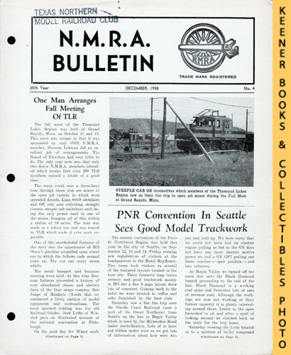 SALMON, T. K. (EDITOR) - Nmra Bulletin Magazine, December 1958: 25th Year No. 4 : Official Publication of the National Model Railroad Association Series