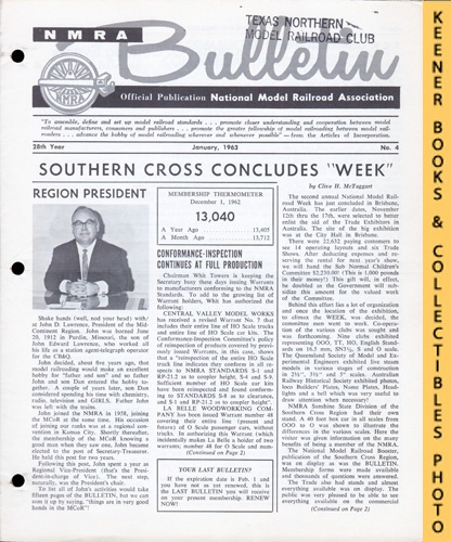 KITLEY, BOB (EDITOR) - Nmra Bulletin Magazine, January 1963: 28th Year No. 4 : Official Publication of the National Model Railroad Association Series