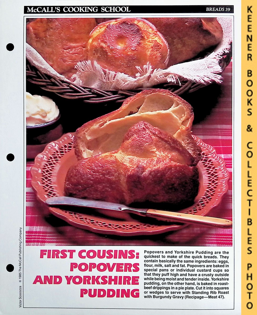 LANGAN, MARIANNE / WING, LUCY (EDITORS) - Mccall's Cooking School Recipe Card: Breads 39 - Popovers & Yorkshire Pudding : Replacement Mccall's Recipage or Recipe Card for 3-Ring Binders : Mccall's Cooking School Cookbook Series