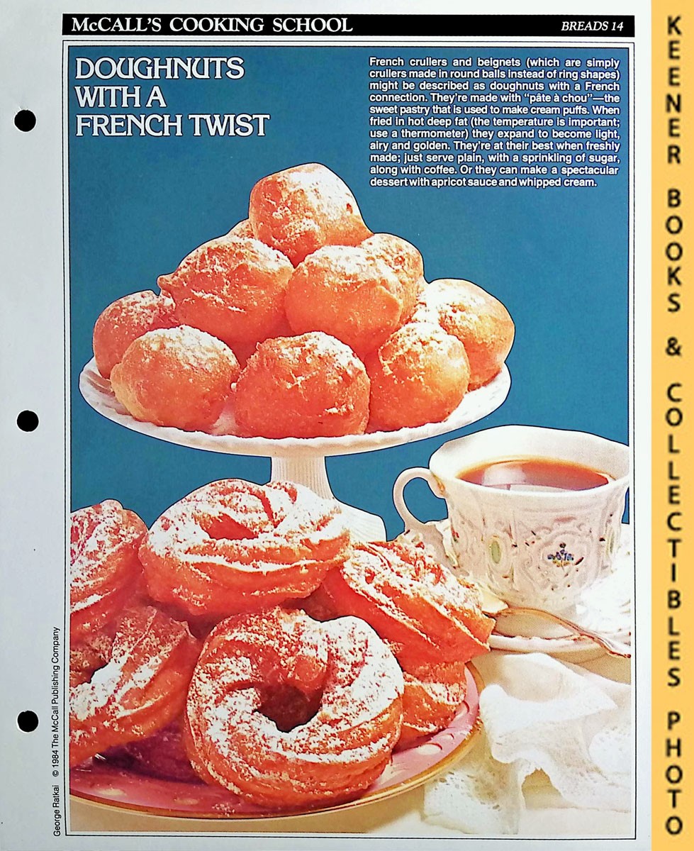 LANGAN, MARIANNE / WING, LUCY (EDITORS) - Mccall's Cooking School Recipe Card: Breads 14 - French Crullers & Beignets : Replacement Mccall's Recipage or Recipe Card for 3-Ring Binders : Mccall's Cooking School Cookbook Series