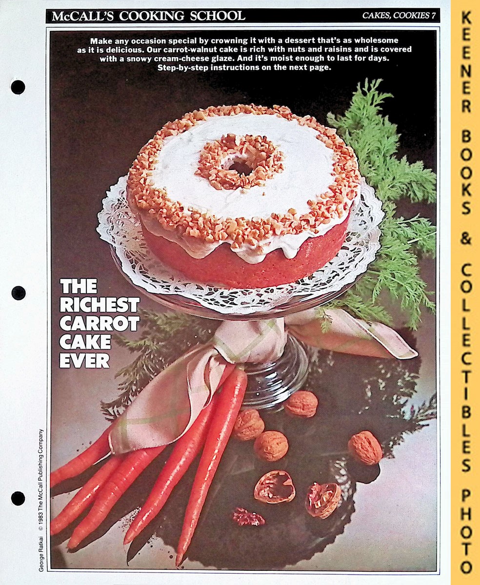 LANGAN, MARIANNE / WING, LUCY (EDITORS) - Mccall's Cooking School Recipe Card: Cakes, Cookies 7 - Carrot-Walnut Cake : Replacement Mccall's Recipage or Recipe Card for 3-Ring Binders : Mccall's Cooking School Cookbook Series