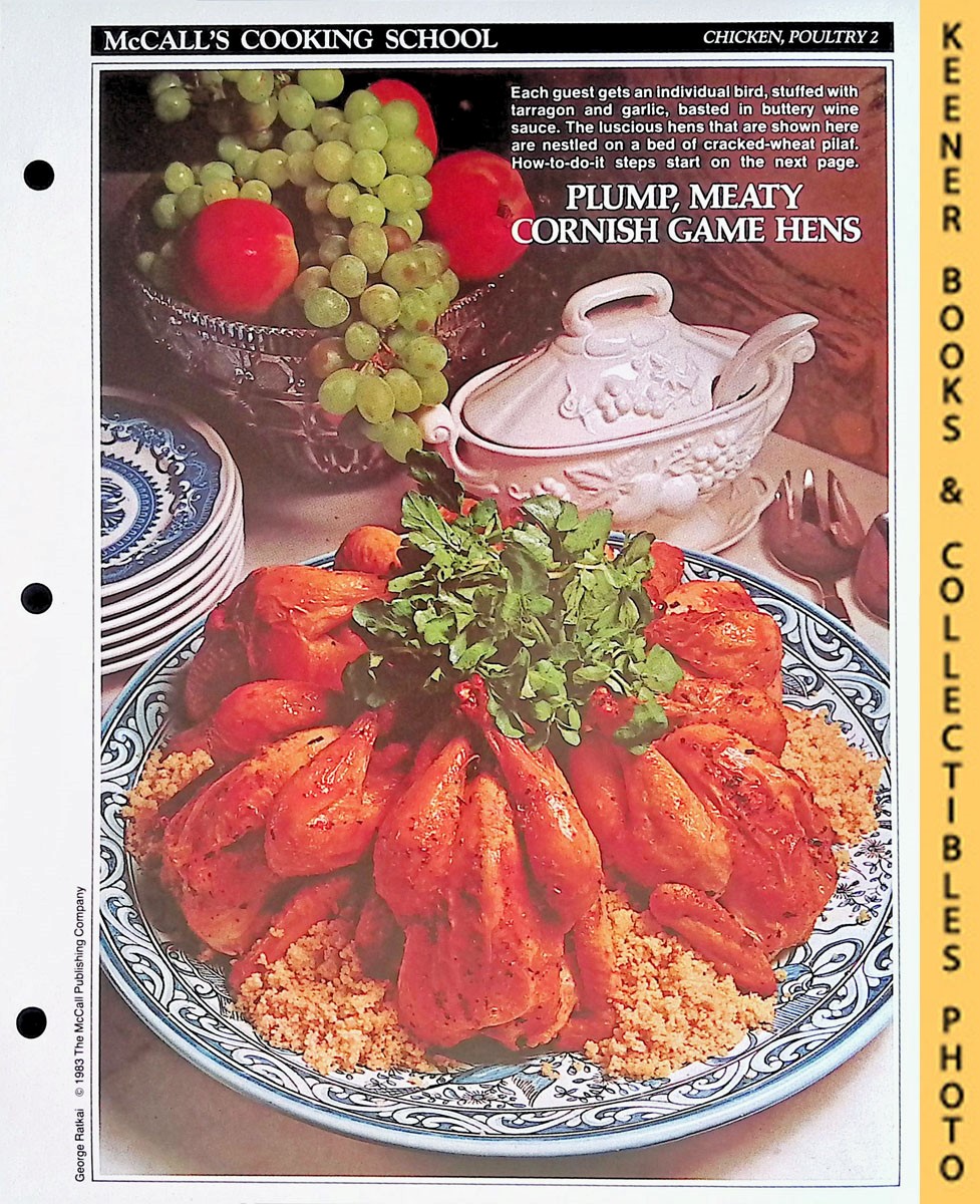 LANGAN, MARIANNE / WING, LUCY (EDITORS) - Mccall's Cooking School Recipe Card: Chicken, Poultry 2 - Roast Cornish Hens : Replacement Mccall's Recipage or Recipe Card for 3-Ring Binders : Mccall's Cooking School Cookbook Series