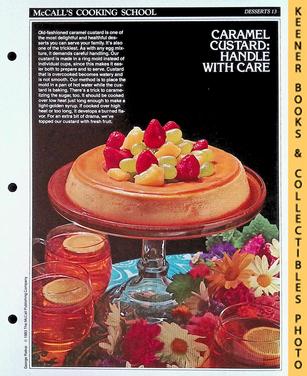 LANGAN, MARIANNE / WING, LUCY (EDITORS) - Mccall's Cooking School Recipe Card: Desserts 13 - Caramel Custard : Replacement Mccall's Recipage or Recipe Card for 3-Ring Binders : Mccall's Cooking School Cookbook Series