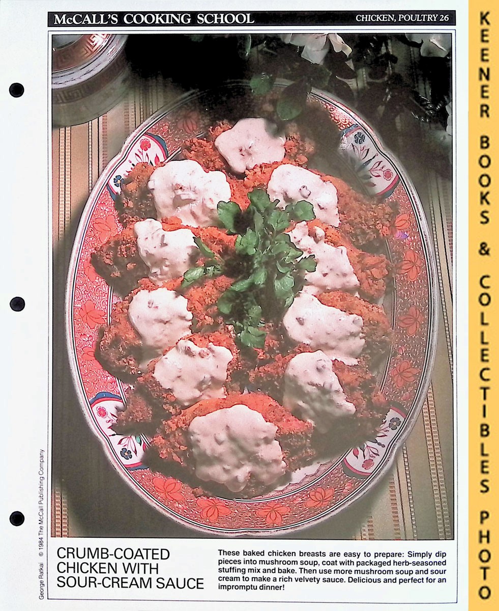 LANGAN, MARIANNE / WING, LUCY (EDITORS) - Mccall's Cooking School Recipe Card: Chicken, Poultry 26 - Sour-Cream Chicken Breasts : Replacement Mccall's Recipage or Recipe Card for 3-Ring Binders : Mccall's Cooking School Cookbook Series
