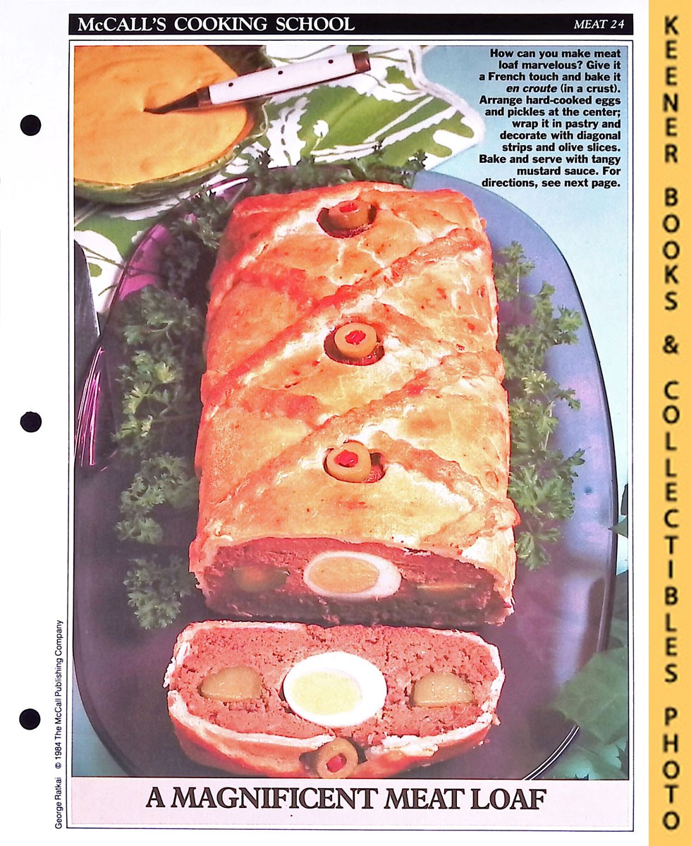 LANGAN, MARIANNE / WING, LUCY (EDITORS) - Mccall's Cooking School Recipe Card: Meat 24 - Meat Loaf en Croute : Replacement Mccall's Recipage or Recipe Card for 3-Ring Binders : Mccall's Cooking School Cookbook Series