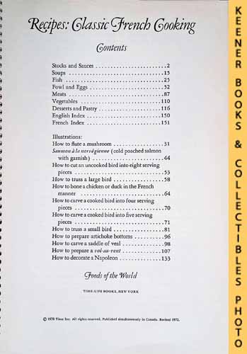 TIME-LIFE BOOKS EDITORS - Recipes: Classic French Cooking: Foods of the World Series