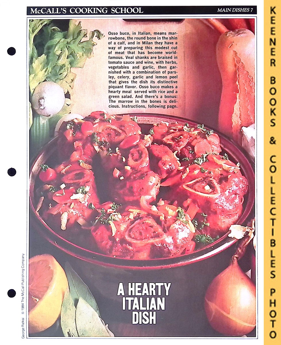 LANGAN, MARIANNE / WING, LUCY (EDITORS) - Mccall's Cooking School Recipe Card: Main Dishes 7 - Osso Buco : Replacement Mccall's Recipage or Recipe Card for 3-Ring Binders : Mccall's Cooking School Cookbook Series
