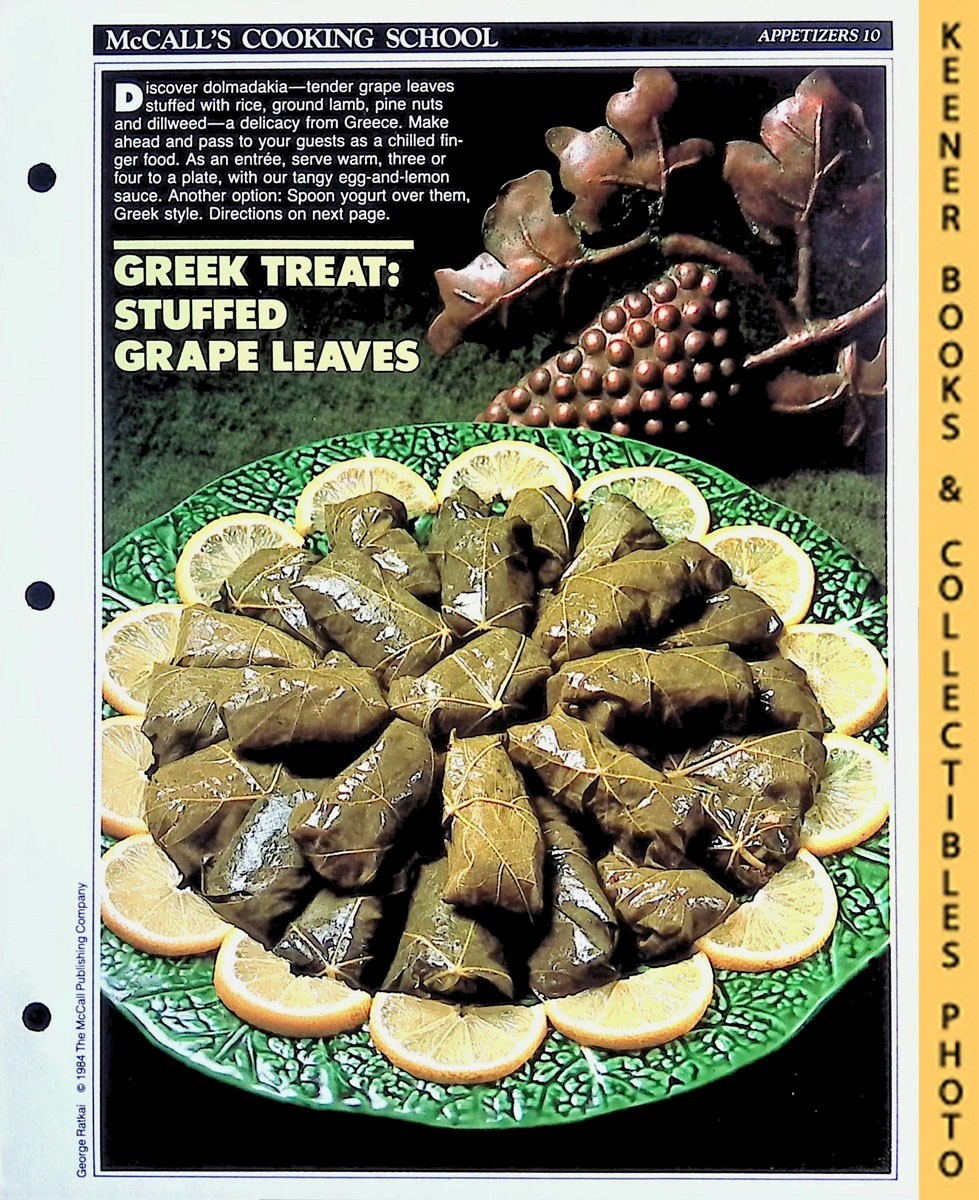 LANGAN, MARIANNE / WING, LUCY (EDITORS) - Mccall's Cooking School Recipe Card: Appetizers 10 - Stuffed Grape Leaves : Replacement Mccall's Recipage or Recipe Card for 3-Ring Binders : Mccall's Cooking School Cookbook Series