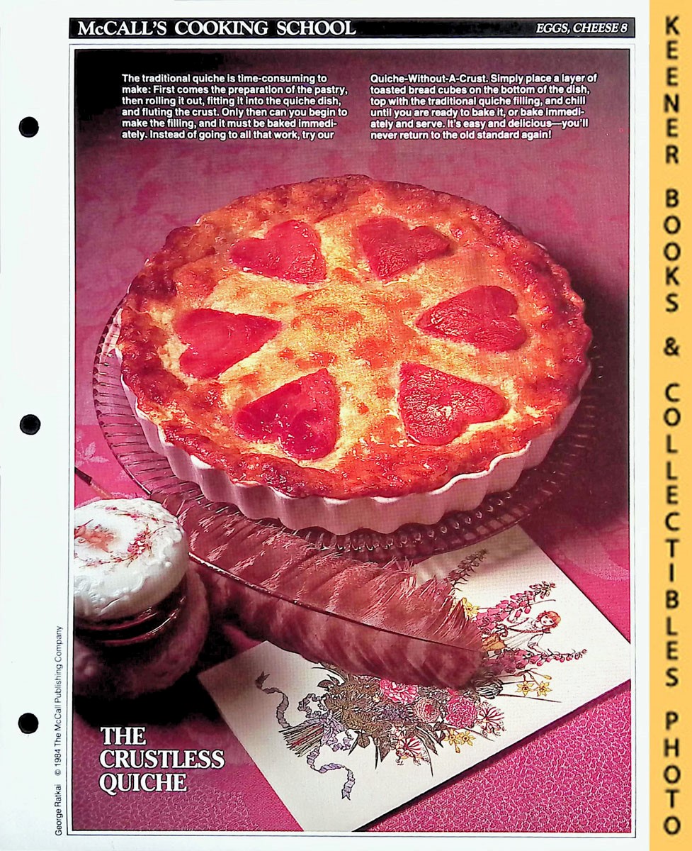 LANGAN, MARIANNE / WING, LUCY (EDITORS) - Mccall's Cooking School Recipe Card: Eggs, Cheese 8 - Quiche-without-a-Crust : Replacement Mccall's Recipage or Recipe Card for 3-Ring Binders : Mccall's Cooking School Cookbook Series