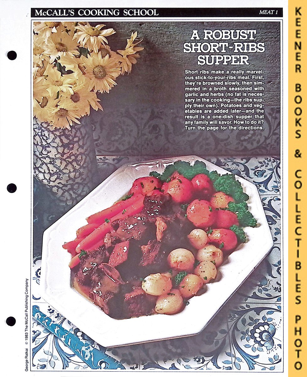 LANGAN, MARIANNE / WING, LUCY (EDITORS) - Mccall's Cooking School Recipe Card: Meat 1 - Braised Short Ribs with Vegetables : Replacement Mccall's Recipage or Recipe Card for 3-Ring Binders : Mccall's Cooking School Cookbook Series