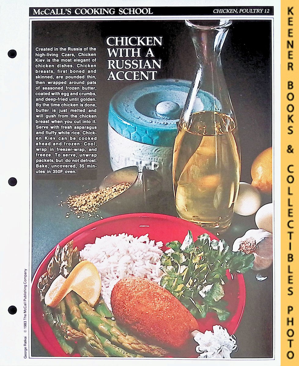 LANGAN, MARIANNE / WING, LUCY (EDITORS) - Mccall's Cooking School Recipe Card: Chicken, Poultry 12 - Chicken Kiev : Replacement Mccall's Recipage or Recipe Card for 3-Ring Binders : Mccall's Cooking School Cookbook Series