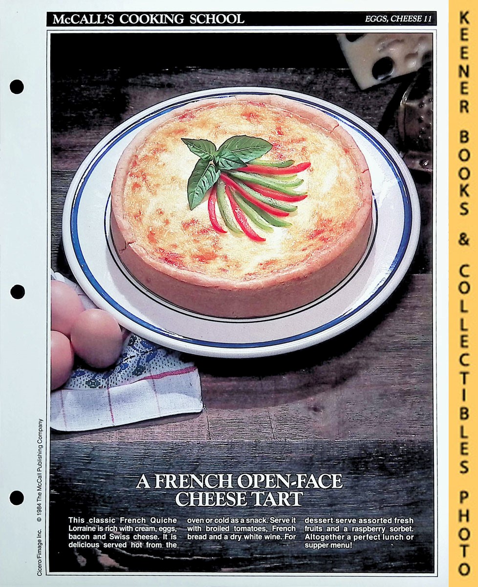 LANGAN, MARIANNE / WING, LUCY (EDITORS) - Mccall's Cooking School Recipe Card: Eggs, Cheese 11 - Quiche Lorraine : Replacement Mccall's Recipage or Recipe Card for 3-Ring Binders : Mccall's Cooking School Cookbook Series