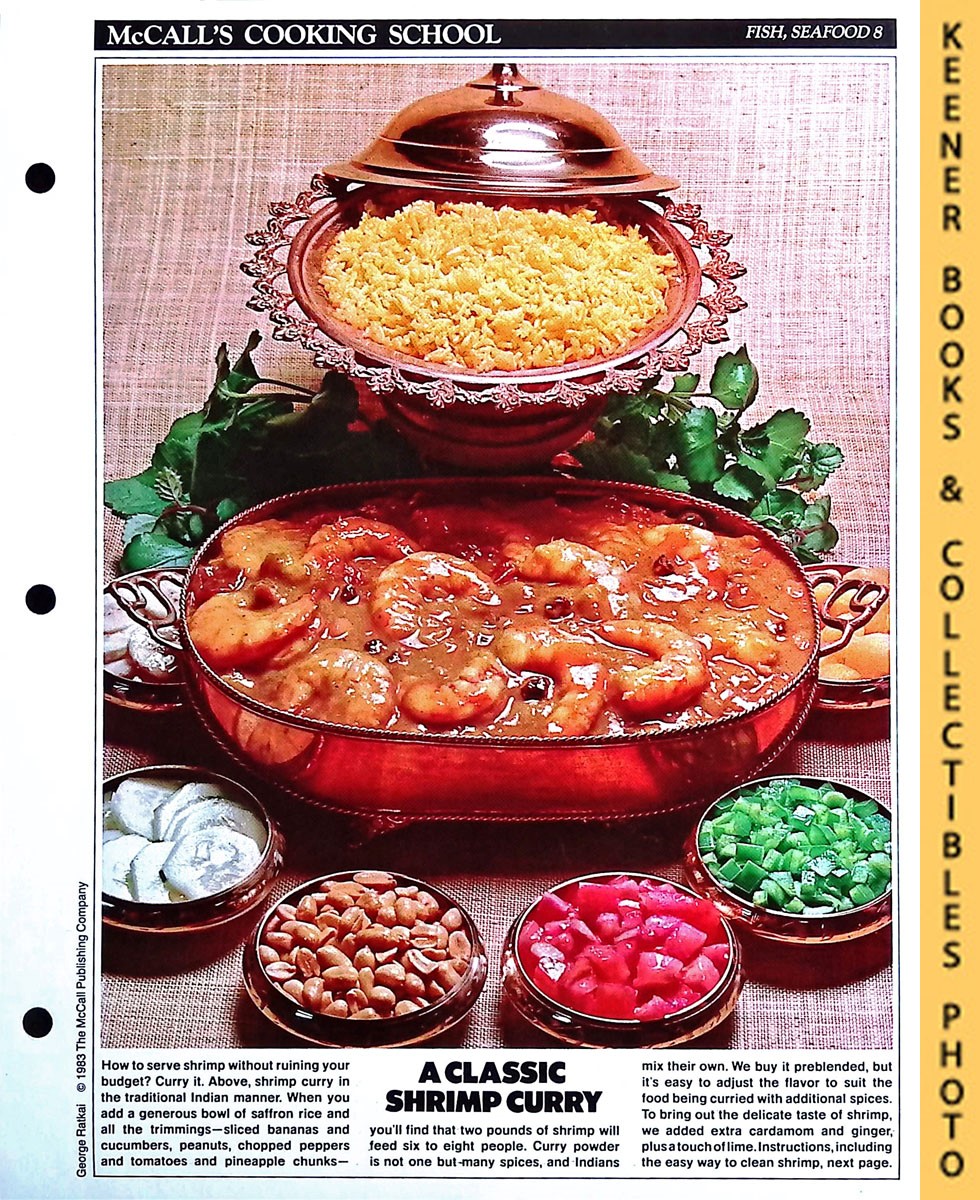 LANGAN, MARIANNE / WING, LUCY (EDITORS) - Mccall's Cooking School Recipe Card: Fish, Seafood 8 - Shrimp Curry : Replacement Mccall's Recipage or Recipe Card for 3-Ring Binders : Mccall's Cooking School Cookbook Series