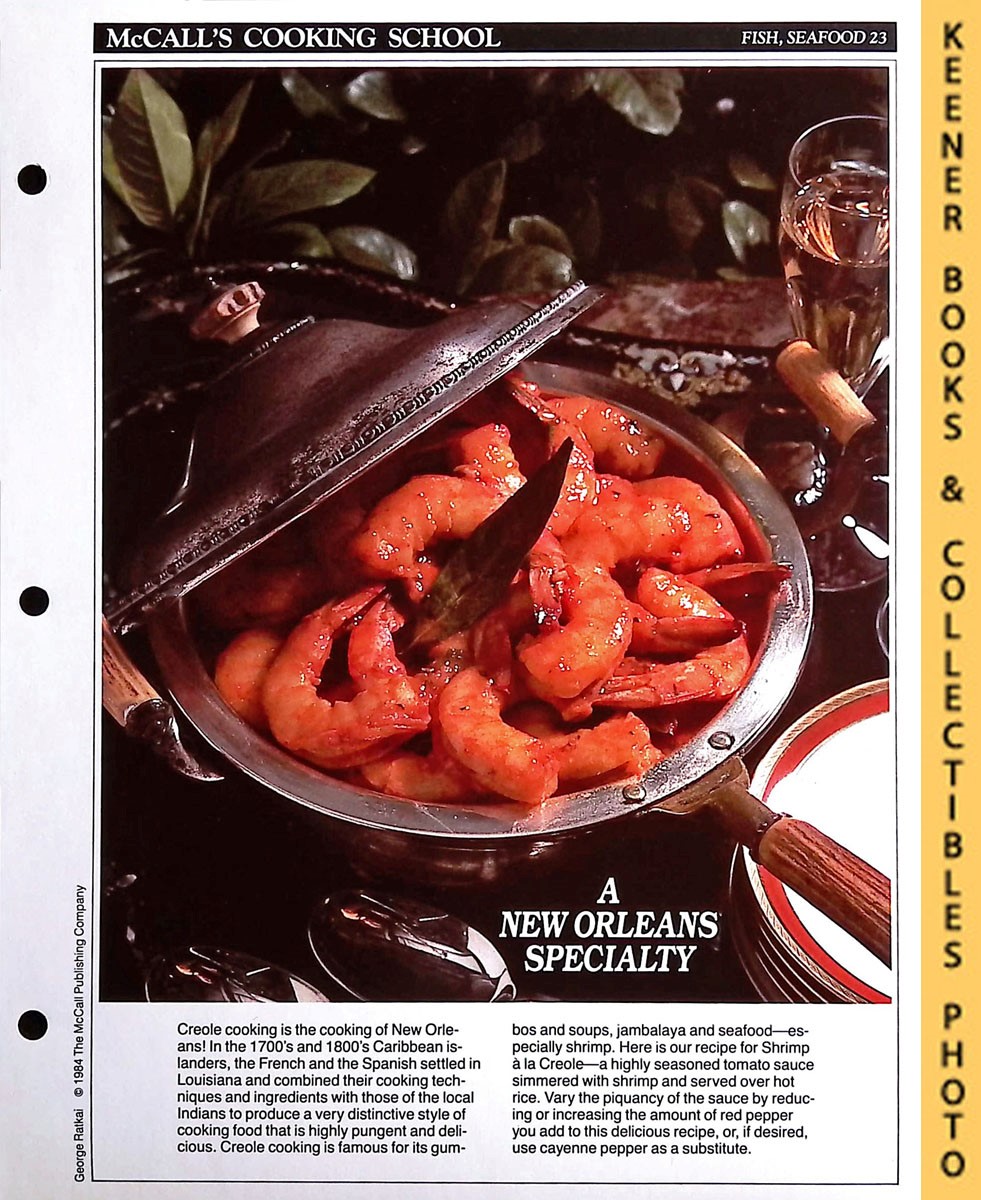 LANGAN, MARIANNE / WING, LUCY (EDITORS) - Mccall's Cooking School Recipe Card: Fish, Seafood 23 - Shrimp a la Creole : Replacement Mccall's Recipage or Recipe Card for 3-Ring Binders : Mccall's Cooking School Cookbook Series