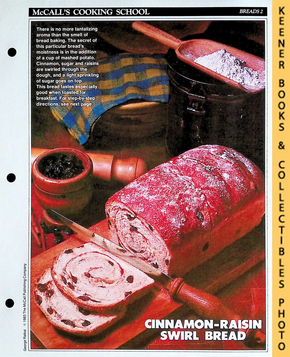 LANGAN, MARIANNE / WING, LUCY (EDITORS) - Mccall's Cooking School Recipe Card: Breads 2 - Cinnamon Raisin Bread : Replacement Mccall's Recipage or Recipe Card for 3-Ring Binders : Mccall's Cooking School Cookbook Series