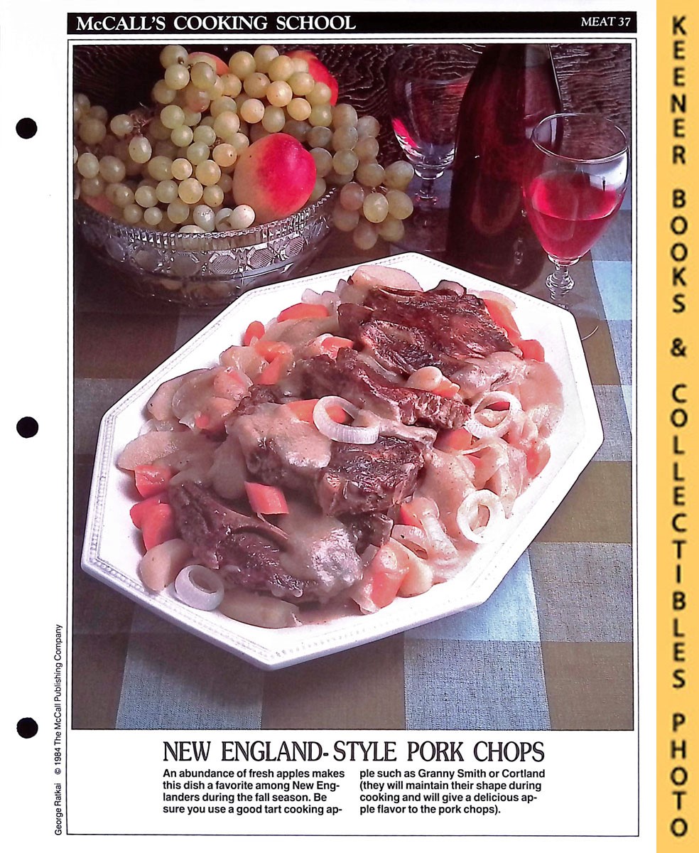LANGAN, MARIANNE / WING, LUCY (EDITORS) - Mccall's Cooking School Recipe Card: Meat 37 - Baked Pork Chops with Apples : Replacement Mccall's Recipage or Recipe Card for 3-Ring Binders : Mccall's Cooking School Cookbook Series