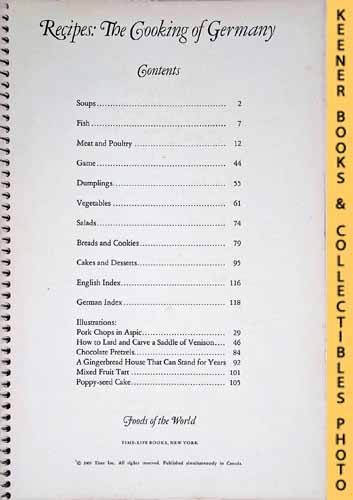 TIME-LIFE BOOKS EDITORS - Recipes: The Cooking of Germany: Foods of the World Series