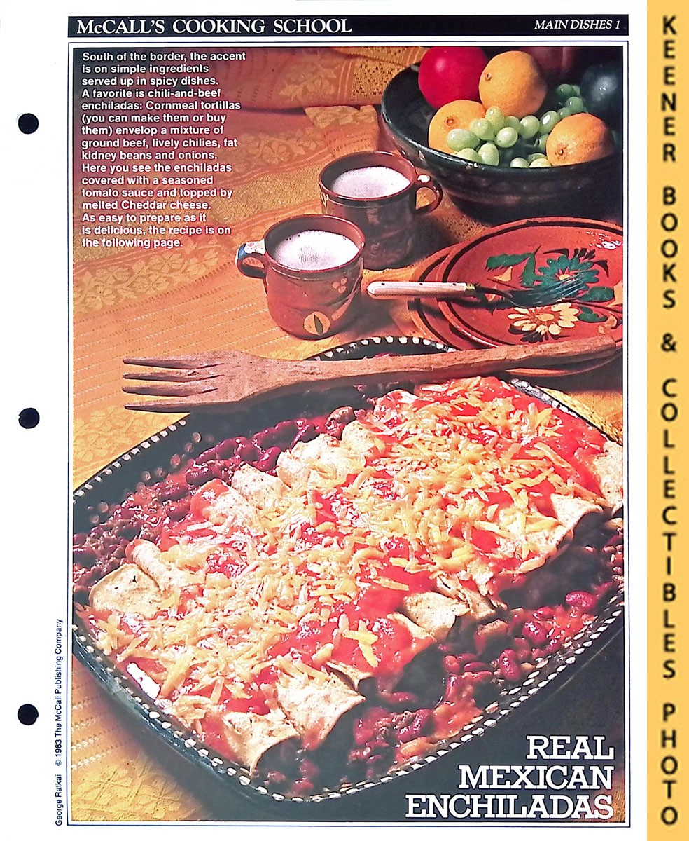 LANGAN, MARIANNE / WING, LUCY (EDITORS) - Mccall's Cooking School Recipe Card: Main Dishes 1 - Enchiladas : Replacement Mccall's Recipage or Recipe Card for 3-Ring Binders : Mccall's Cooking School Cookbook Series