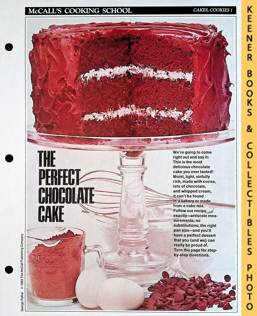 LANGAN, MARIANNE / WING, LUCY (EDITORS) - Mccall's Cooking School Recipe Card: Cakes, Cookies 1 - Perfect Chocolate Cake : Replacement Mccall's Recipage or Recipe Card for 3-Ring Binders : Mccall's Cooking School Cookbook Series