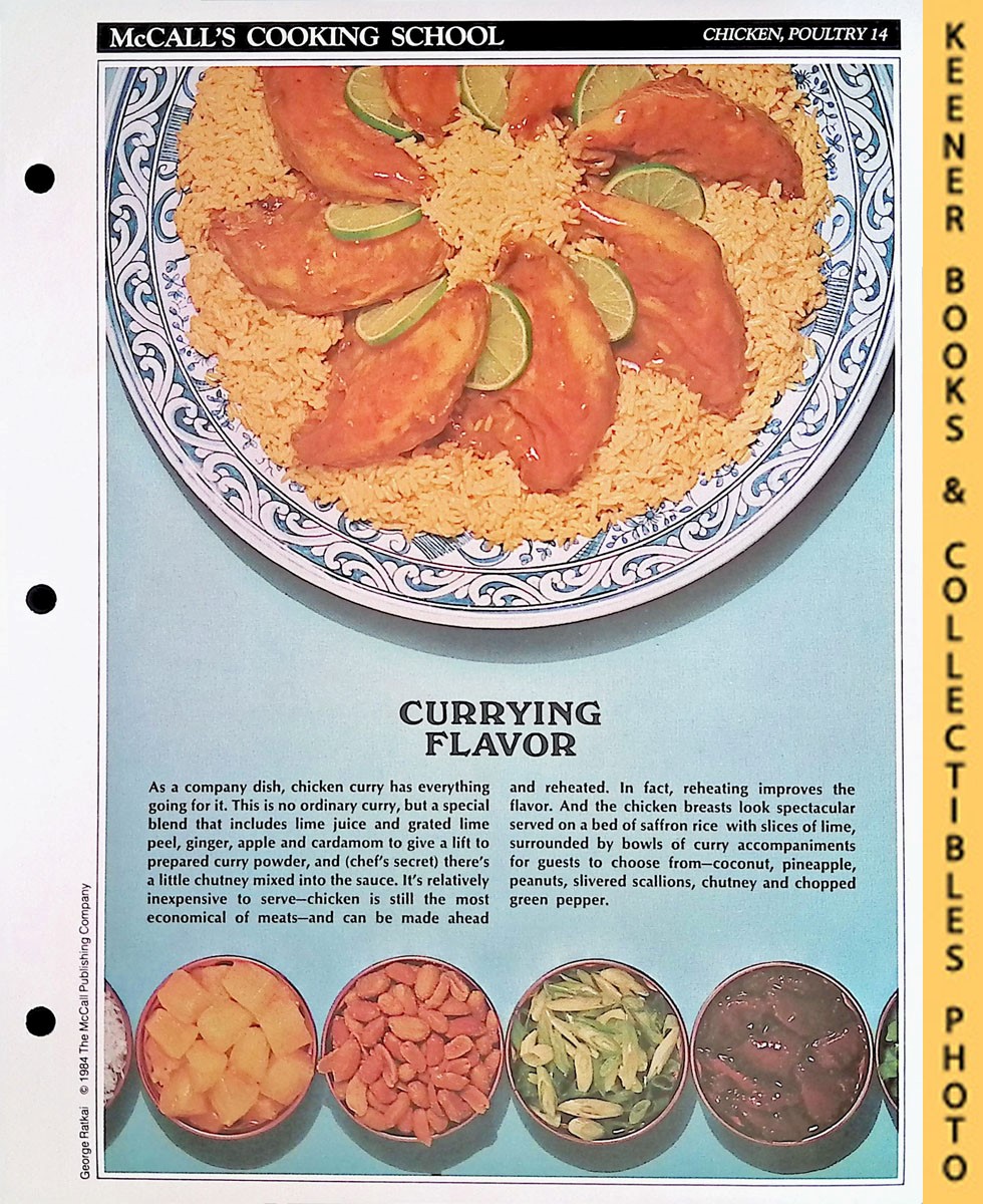 LANGAN, MARIANNE / WING, LUCY (EDITORS) - Mccall's Cooking School Recipe Card: Chicken, Poultry 14 - Chicken Curry : Replacement Mccall's Recipage or Recipe Card for 3-Ring Binders : Mccall's Cooking School Cookbook Series