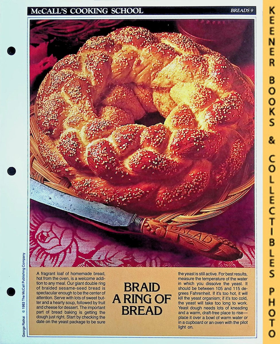 LANGAN, MARIANNE / WING, LUCY (EDITORS) - Mccall's Cooking School Recipe Card: Breads 9 - Braided Sesame-Seed Bread : Replacement Mccall's Recipage or Recipe Card for 3-Ring Binders : Mccall's Cooking School Cookbook Series