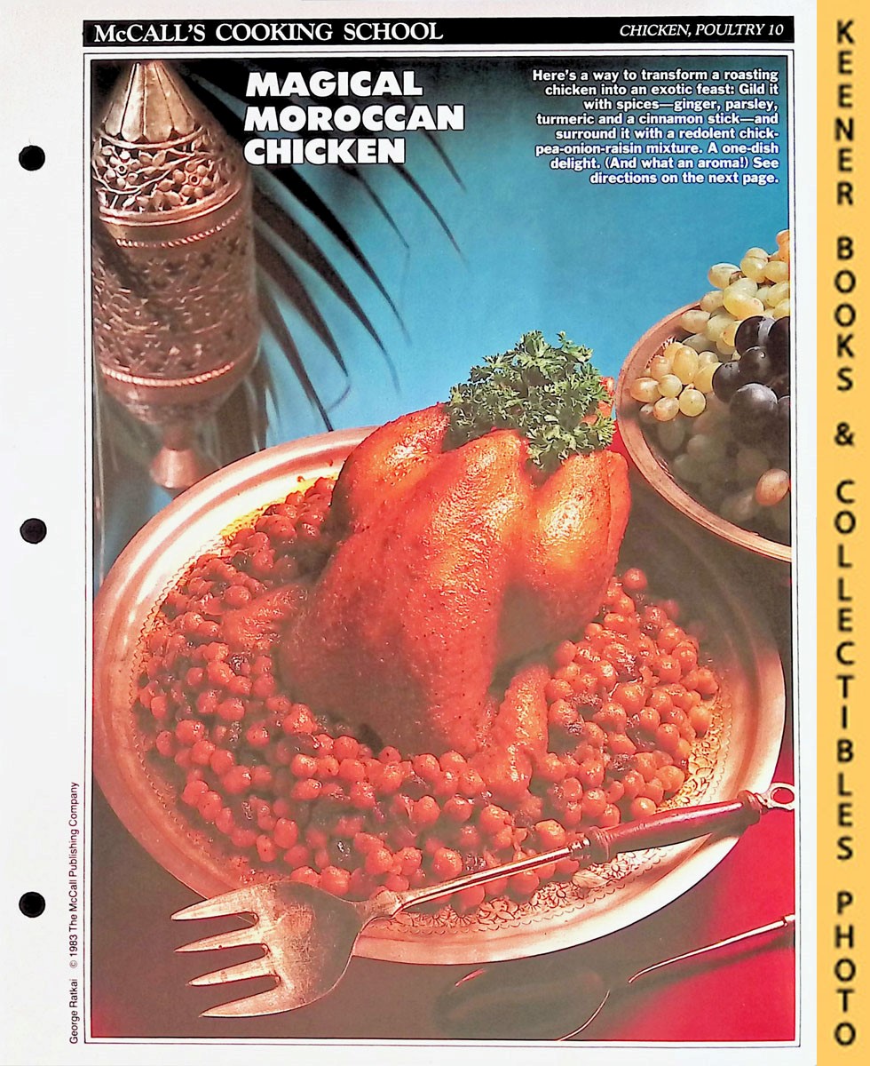 LANGAN, MARIANNE / WING, LUCY (EDITORS) - Mccall's Cooking School Recipe Card: Chicken, Poultry 10 - Moroccan Chicken and Chick-Peas : Replacement Mccall's Recipage or Recipe Card for 3-Ring Binders : Mccall's Cooking School Cookbook Series