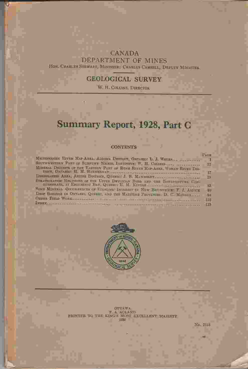 Image for Summary Report, 1928, Part C