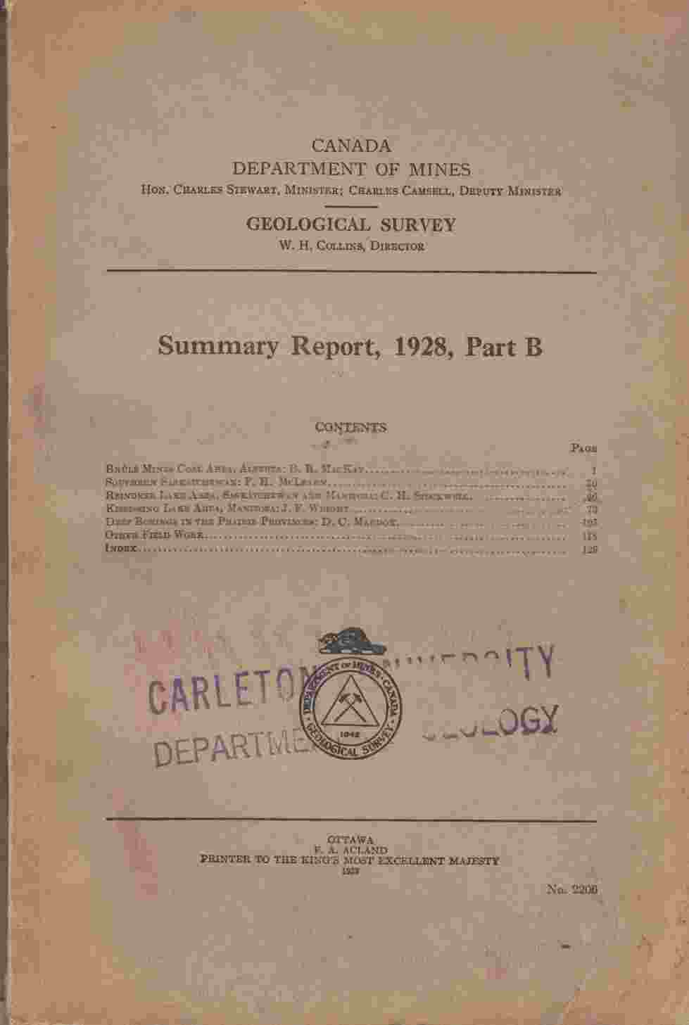 Image for Summary Report, 1928, Part B