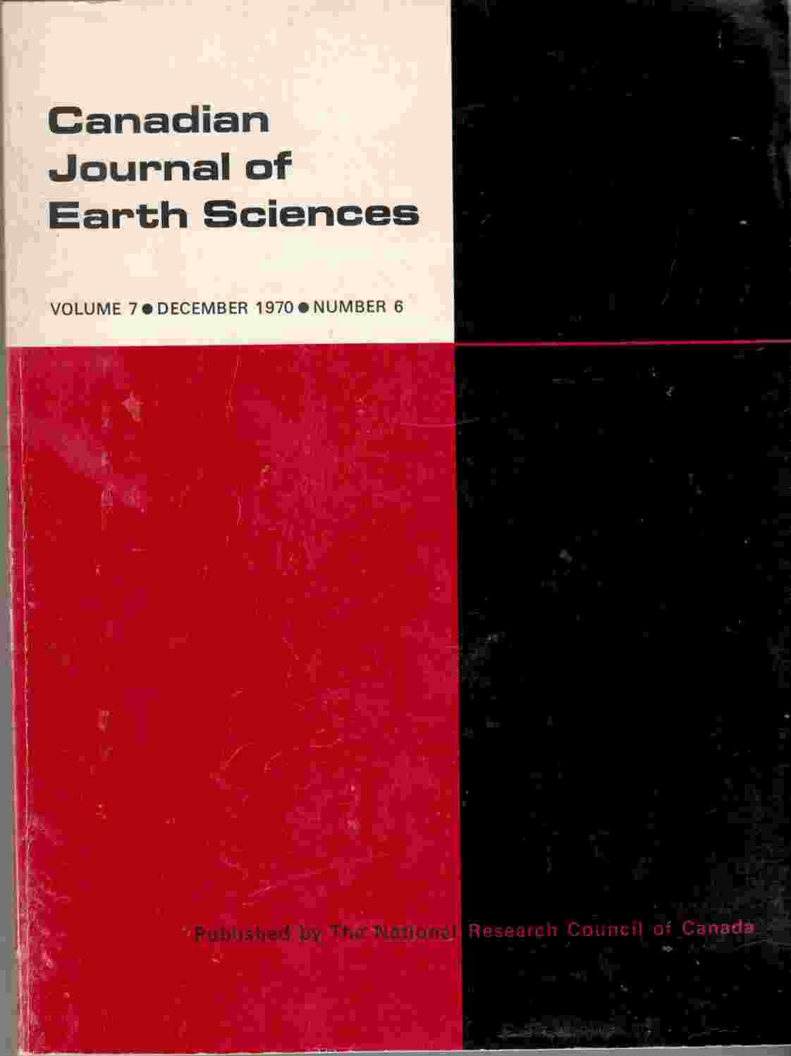 Image for Canadian Journal of Earth Sciences, December 1970, Volume 7, Number 6