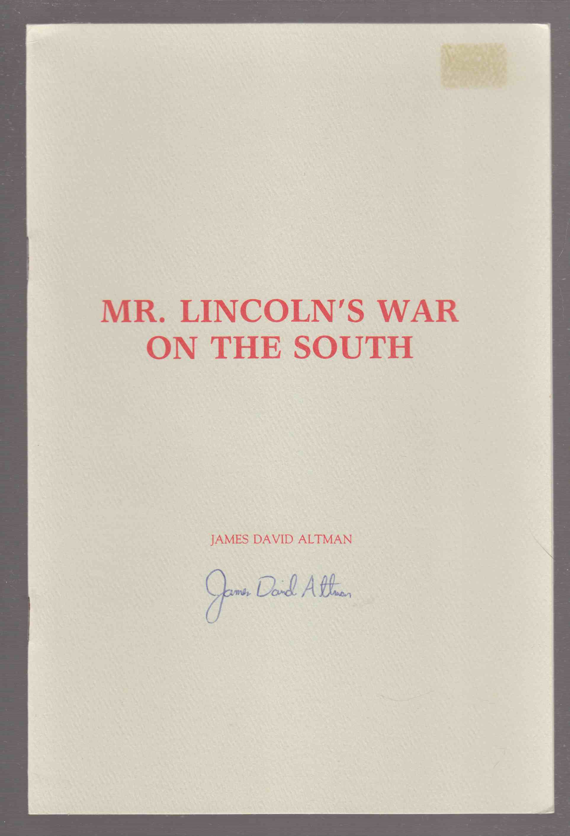 Image for Mr. Lincoln's War on the South