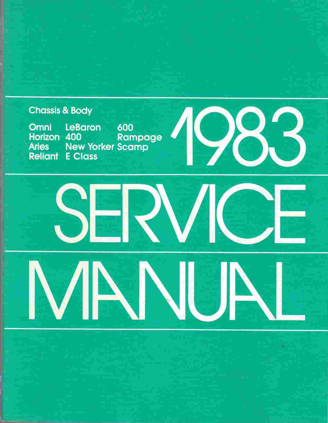Image for Chrysler Corporation Chassis-Body Service Manual 1983