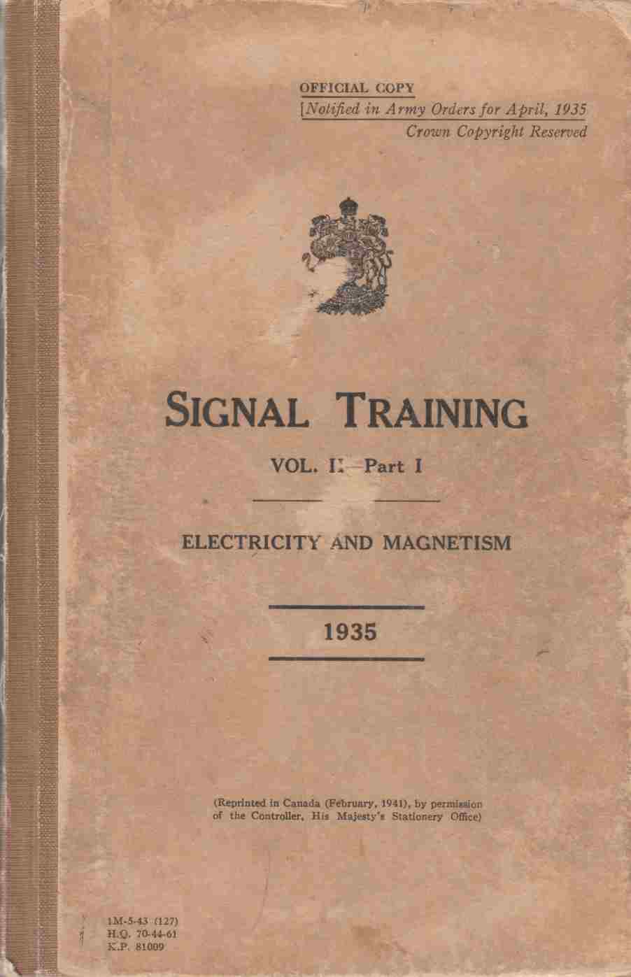 Image for Signal Training Vol. II Part I:  Electricity and Magnetism