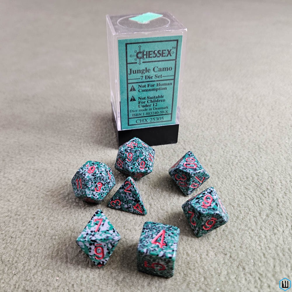 Chessex Polyhedral 7-Die RARE Dice Set JUNGLE CAMO