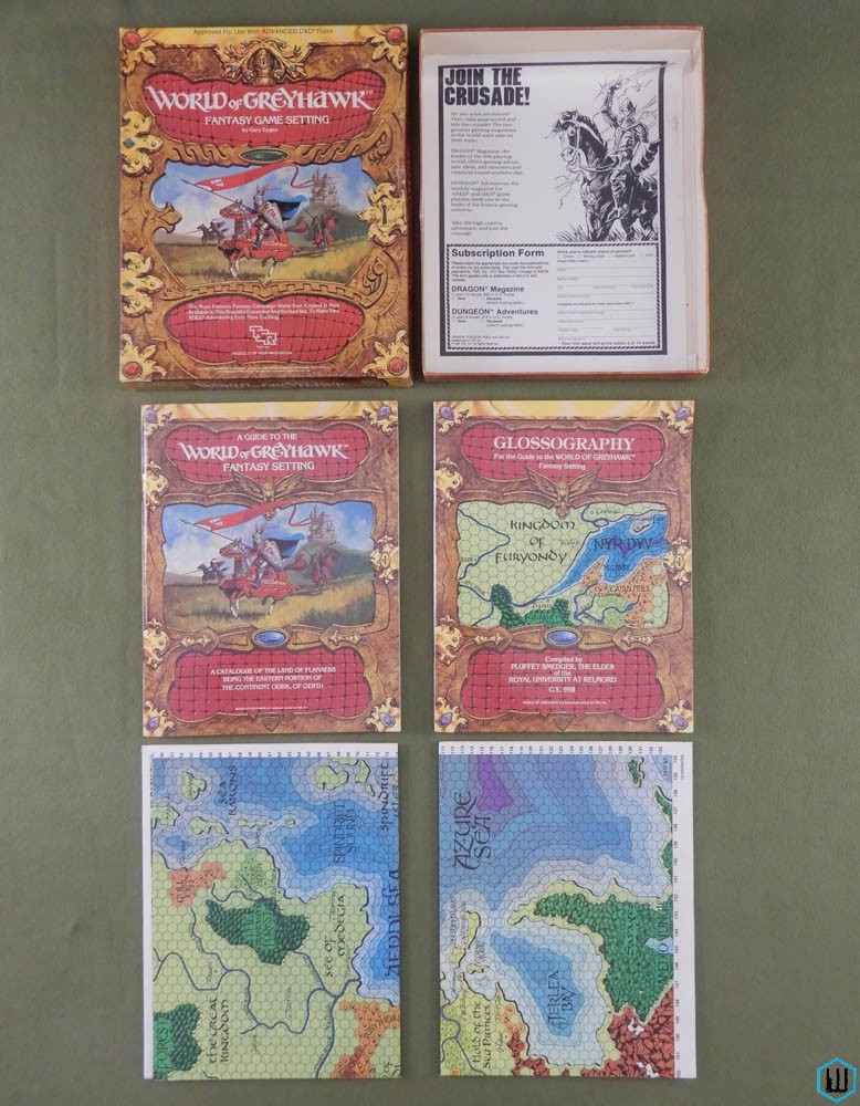 WORLD OF GREYHAWK (Advanced Dungeons Dragons) Box Set w Books Maps