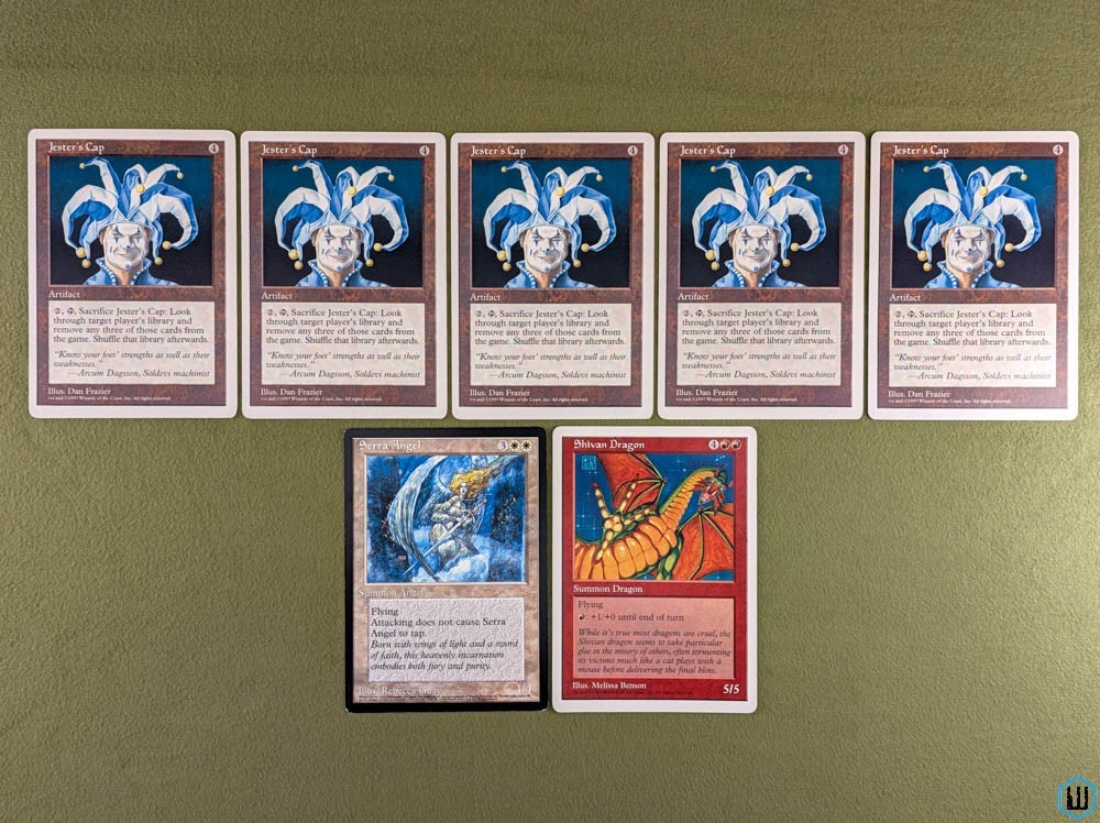 MTG Oversized Jumbo Jester's Cap (x5), Shivan Dragon, Serra Angel 1996-7 Wizards Coast