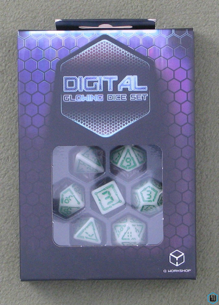 Image for Digital Glowing Dice Set: WHITE & GREEN (7 RPG dice)