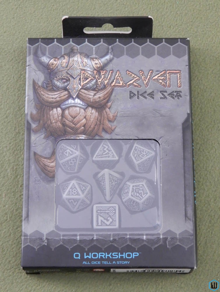 Dwarven Dice Set: Gray/Black: 7 polyhedral die box