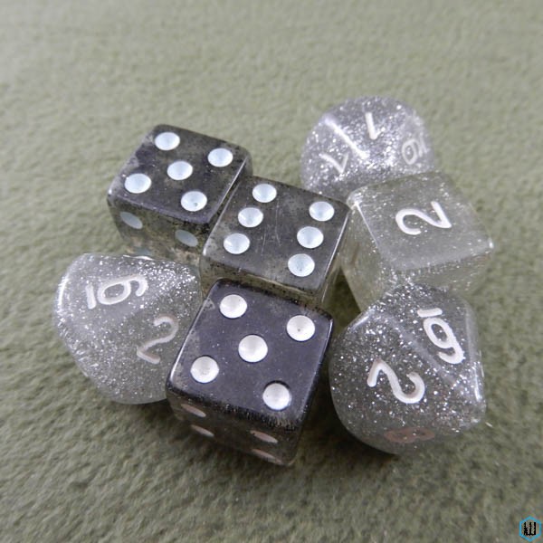 Image for Glitter Grey Translucent - White Numbered 7 Polyhedral Dice Set Mix