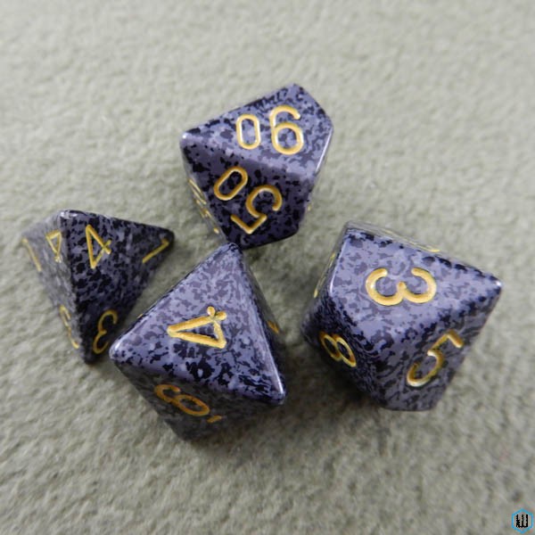 Image for Granite - Yellow Numbered 4 Polyhedral Dice Set Mix