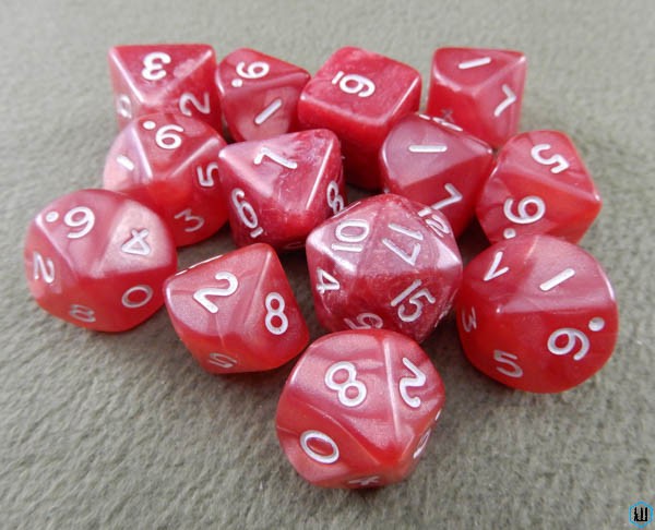 Image for Candy Red Swirl - White Numbered 13 Polyhedral Dice Set Mix