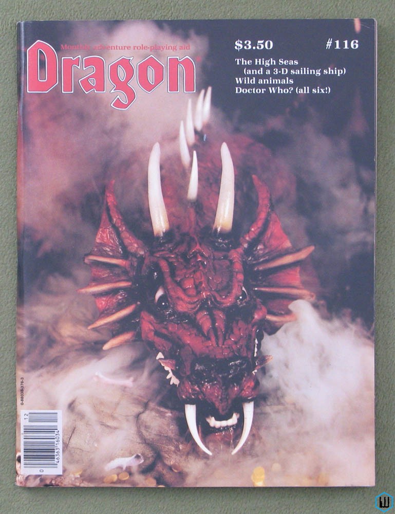 Image for Dragon Magazine, Issue 116: Water Adventures (5 articles), 6 Doctors in DR WHO