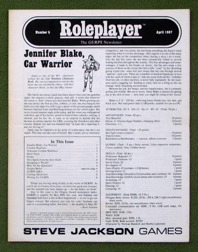 Image for Roleplayer, Number 5: The GURPS Newsletter (Magazine)