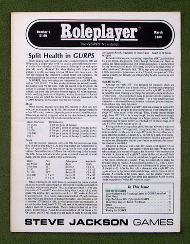 Image for Roleplayer, Number 9: The GURPS Newsletter (Magazine)