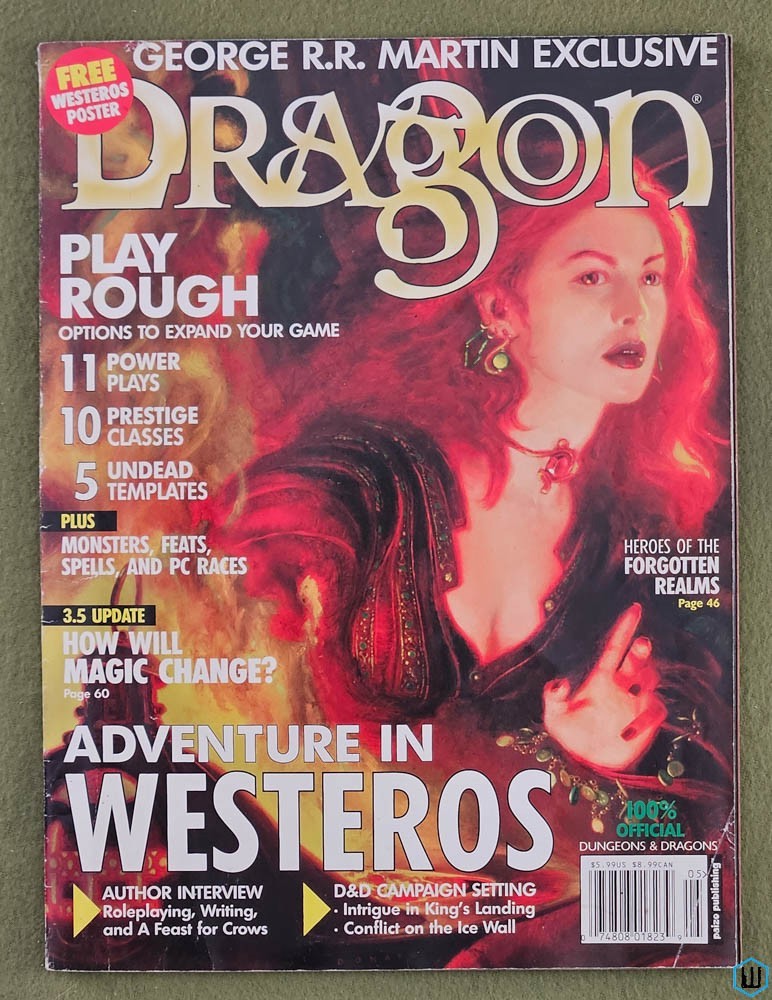 Dragon Magazine, Issue 307 (Game of Thrones Issue) with Westeros poster MAP Paizo