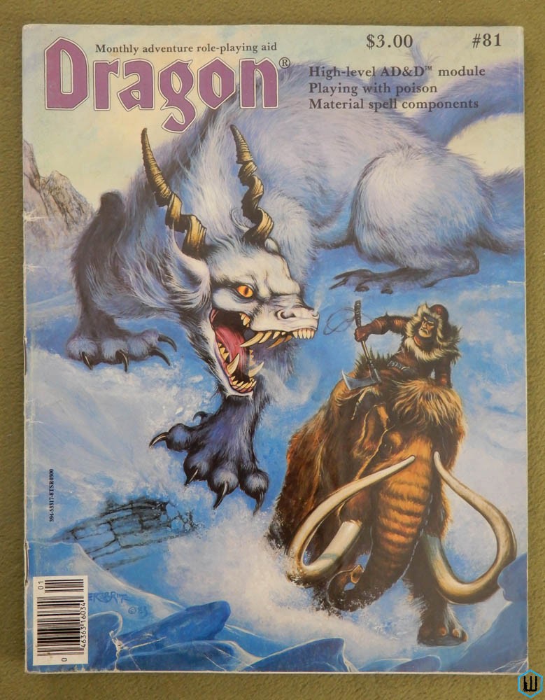 Dragon Magazine, Issue 81 (AD&D module, Spell component prices, Chariots)