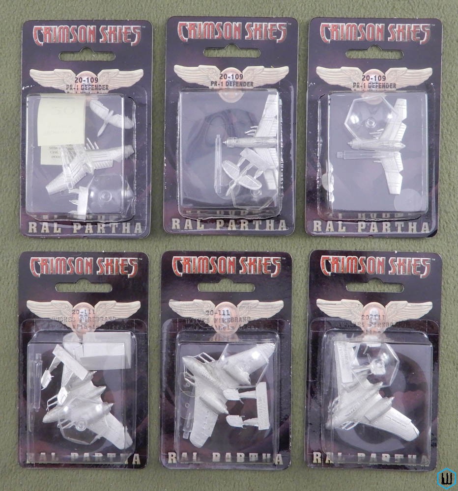 Crimson Skies Metal Miniatures (6): PR-1 Defender, Firebrand