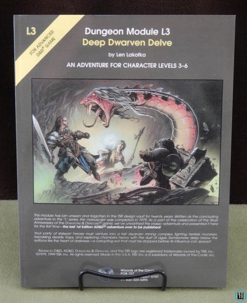 Deep Dwarven Delve (Advanced Dungeons Dragons L3) REPRINT Len Lakofka